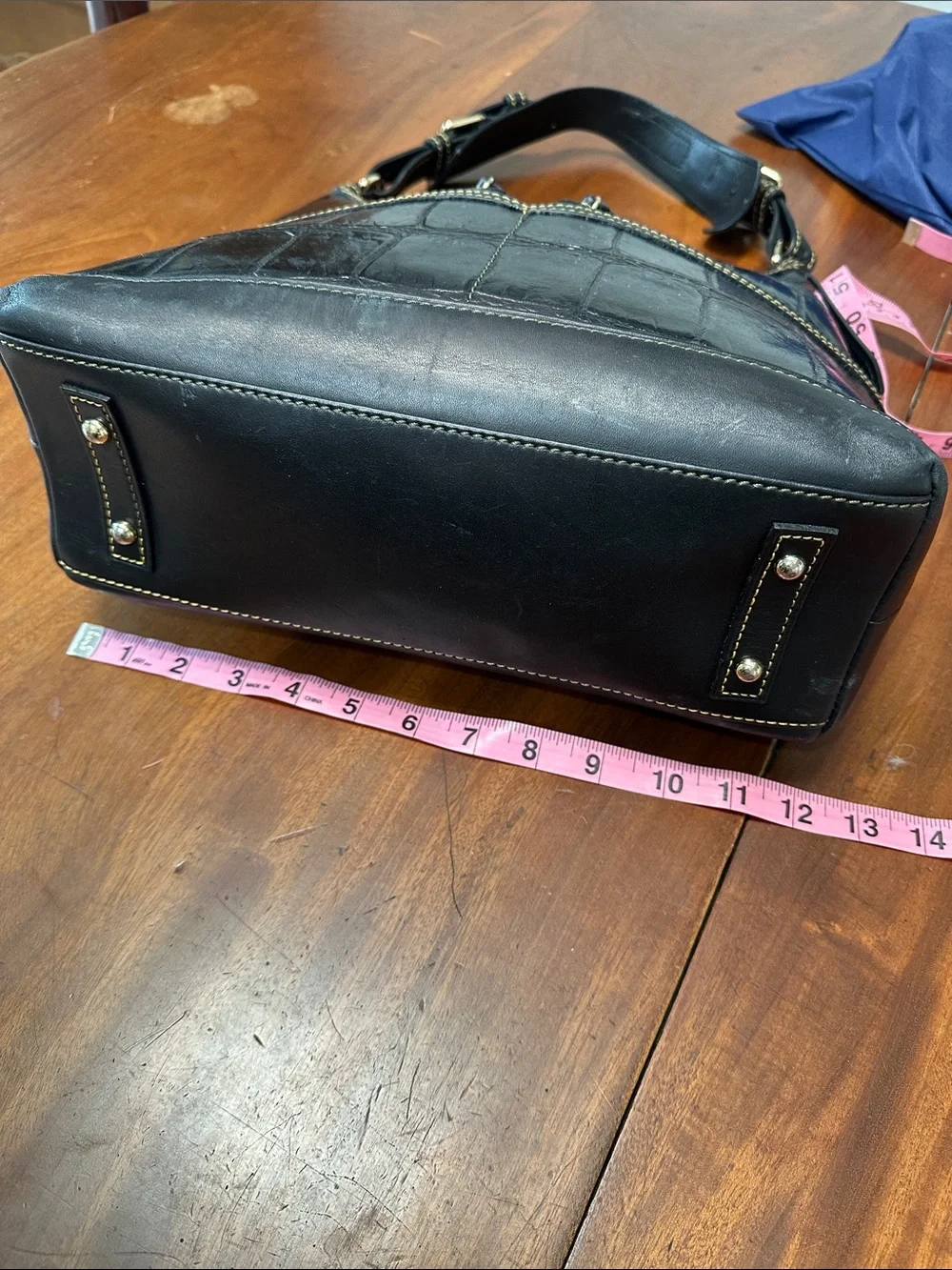 Dooney & Bourke Black Croc-Embossed Leather Hobo with Gold Accents